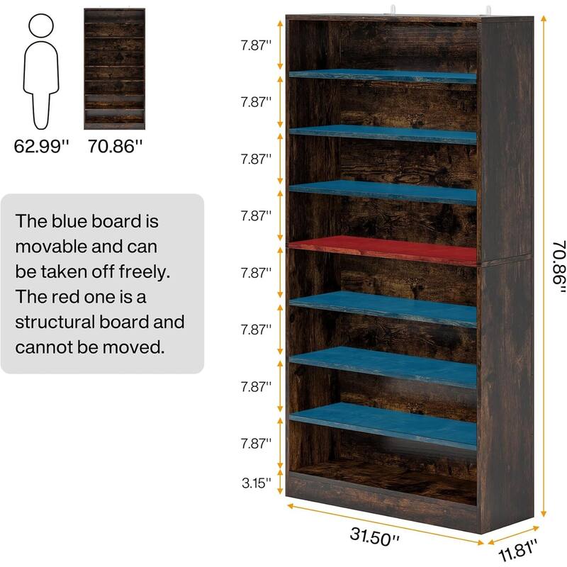 9 Tiers 40-45 Pairs Heavy Duty Wood Freestanding Shoe Storage Cabinet