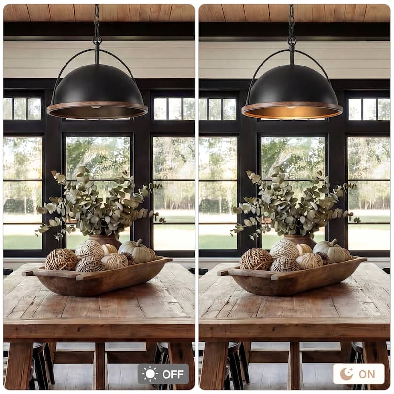 13" Metal Pendant, 1-Light Industrial Pendant Lights With Adjustable Height