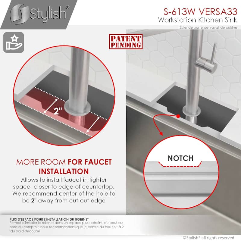 Versa33 Undermount 33" Single Bowl Stainless Steel Kitchen Sink - 33" x 19" x 10"