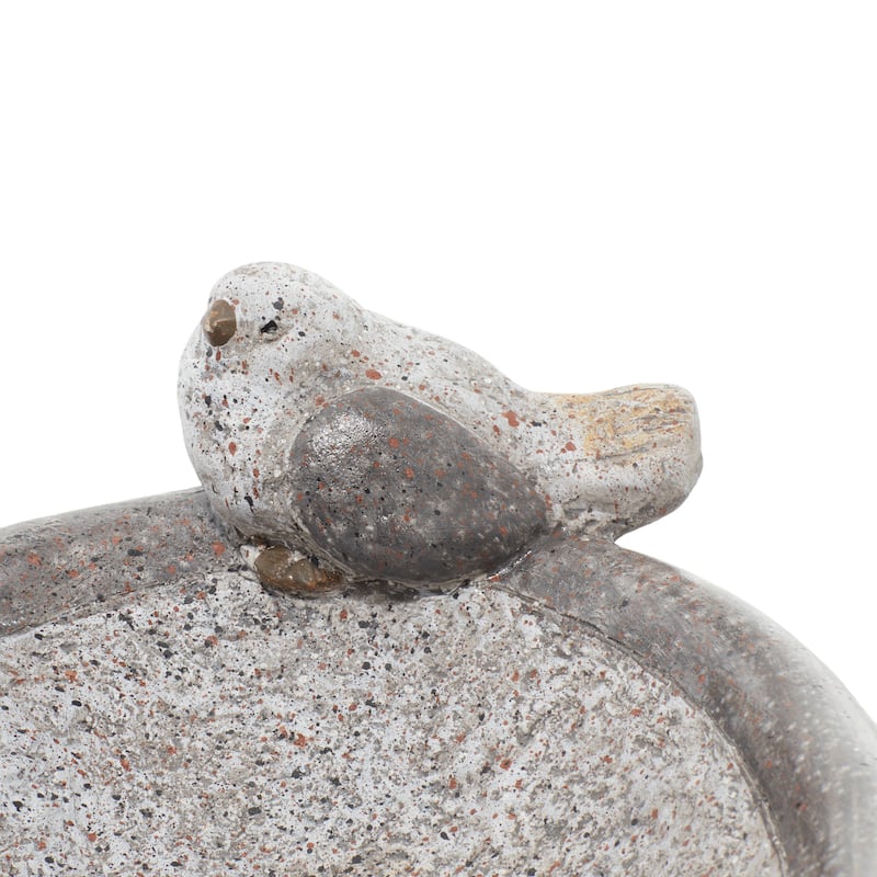 Gray Polystone Indoor Outdoor Bird Decorative Garden Sculpture with Bath Bowl