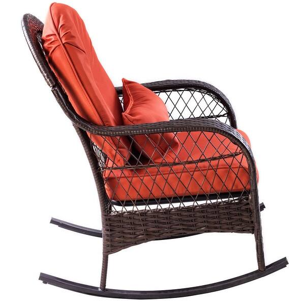 Shop Costway Outdoor Wicker Rocking Chair Porch Deck Rocker Patio