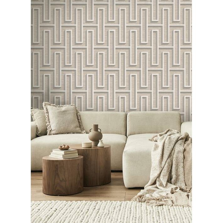 Advantage Henley Taupe Geometric Grasscloth Wallpaper