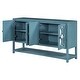 preview thumbnail 7 of 18, Antique Navy Sideboard Console Table, Storage Cabinet Display Case w/ Mirrored Doors & Open Storage Shelf for Living Dining Room