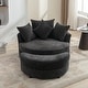 preview thumbnail 35 of 57, Roomfitters Modern 360° Swivel Barrel Chair with Hidden Storage Ottoman, Chenille Upholstery and Four Pillows