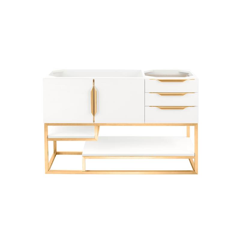 James Martin Vanities Columbia 48" Single Vanity, Glossy White with Radiant Gold Hardware