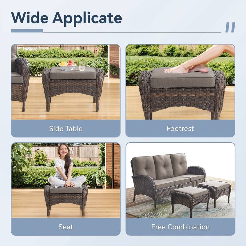 Gymojoy 7-Piece Outdoor Wicker Patio Furniture with 3 Seat Sofa & Swivel Chair, Coversation Set with Water Resistant Cushions