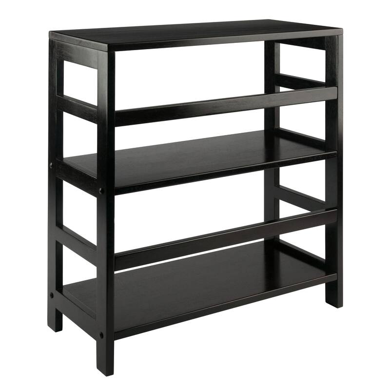 Leo Wide 2-Tier Storage Shelf, Espresso - 25.2 x 11.22 x 29.21 inches