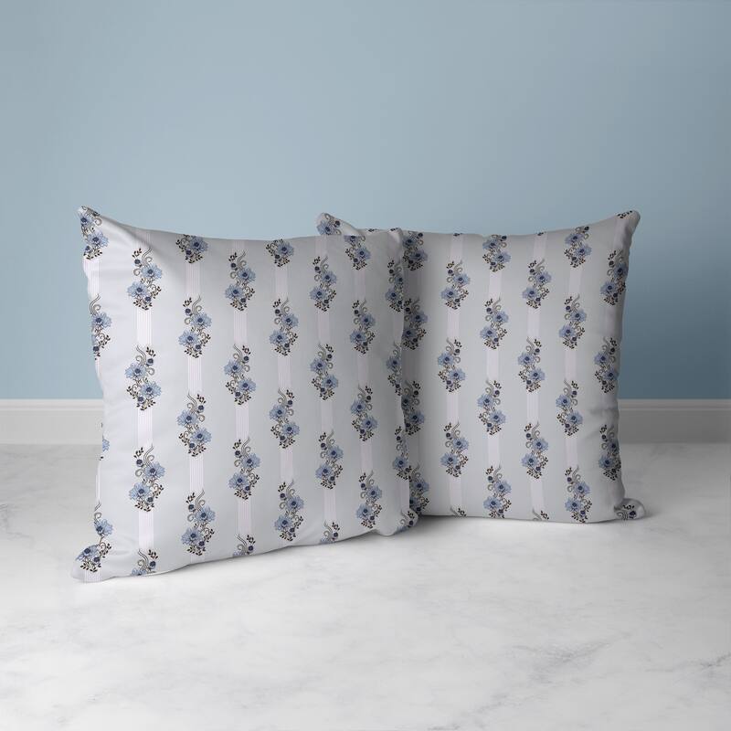 Floral Luminosity Faux Suede Reversible Throw Pillow Blue and Black