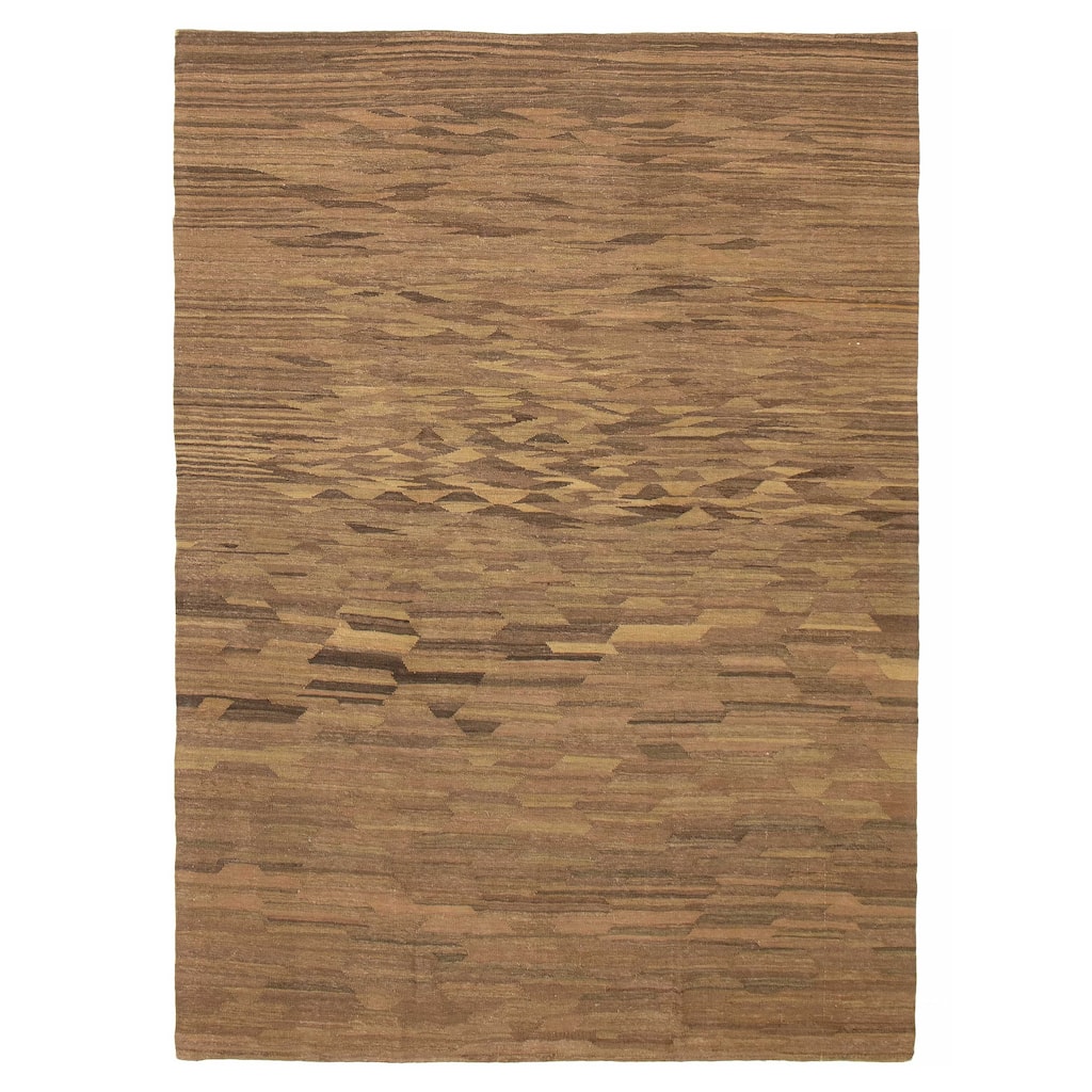 ECARPETGALLERY Flat-Weave Ankara FW Taupe Wool Kilim - 7'5 x 10'2