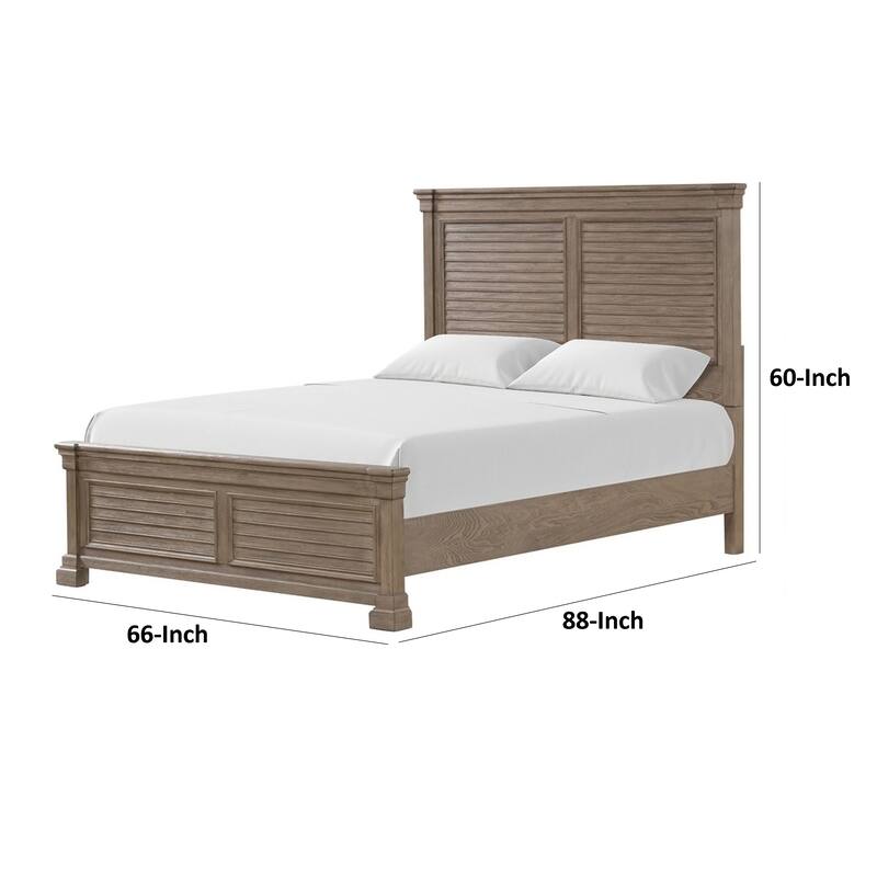 Roi Queen Bed, Shutter Headboard and Footboard, Weathered Gray Wood