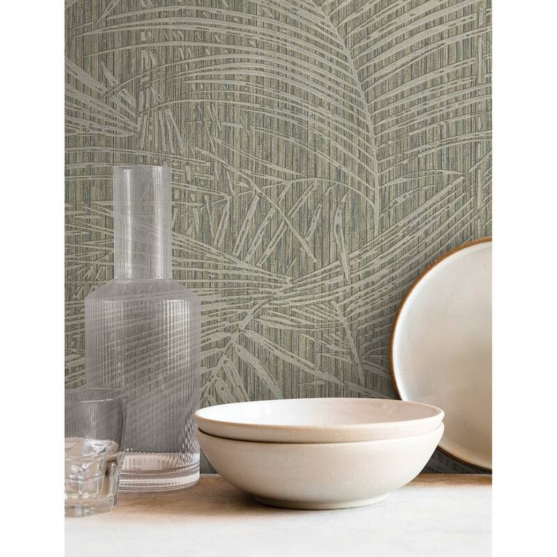 York Wallcoverings Della Palm Dark Taupe Wallpaper