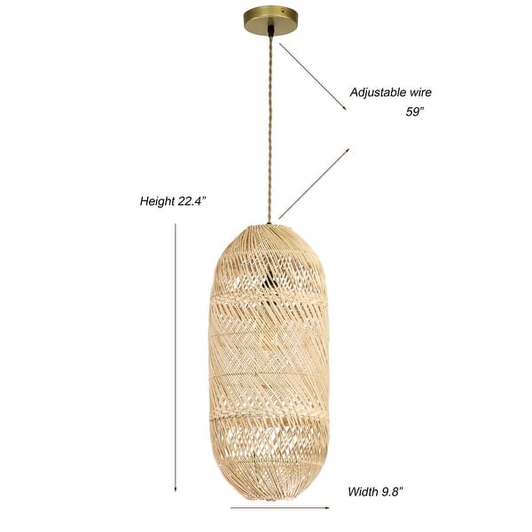 Natural Handmade Large Rattan Pendant Light 22.4 in.