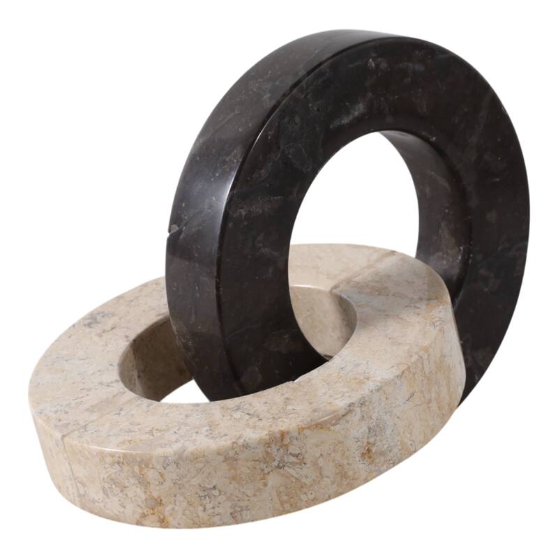 Stone Marble Decorative Object Modern Ring Design for Home - 7" Ivory - 10" x 7" x 7"