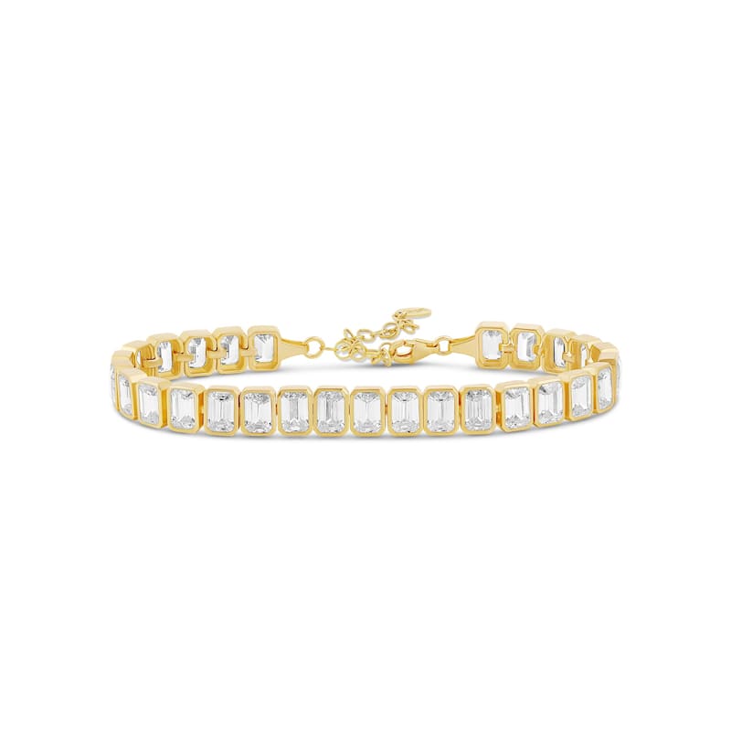 SHYMI Bezel-Set Emerald Tennis Statement Bracelet - Gold - Yellow