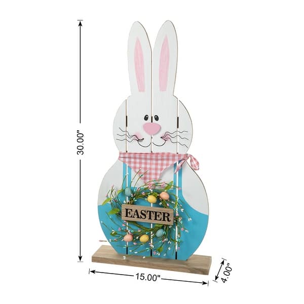 dimension image slide 5 of 8, Glitzhome Easter Wooden Bunny Porch Decor Standing Rabbit Sign Decoration