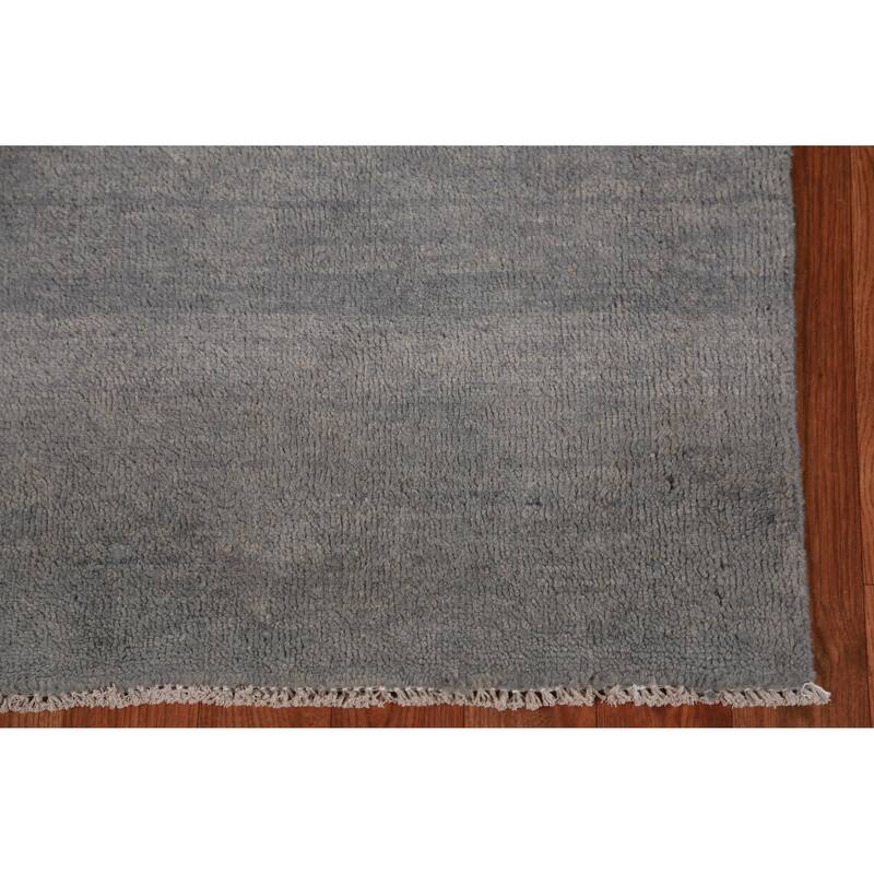 Hand Knotted Oriental 100% Wool Carpet Modern Solid Greys & Charcoal Gabbeh Runner Rug - 10' 1'' X 3' 1''