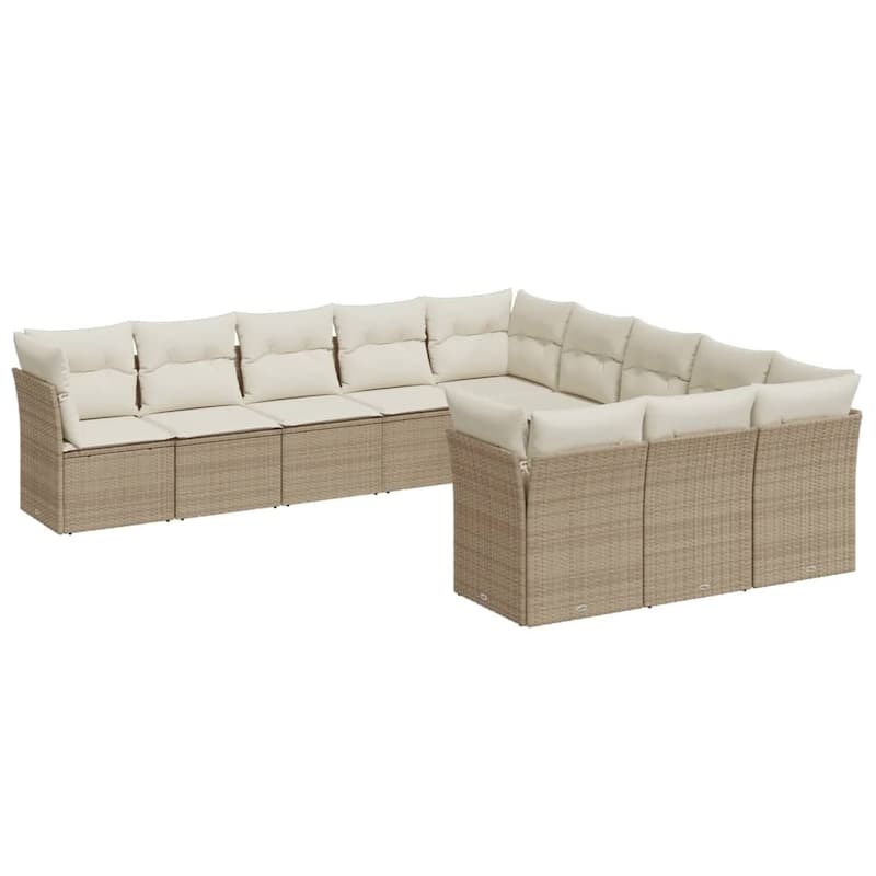 vidaXL Garden Sofa Set Beige PE rattan Large Modular Garden Sofa Set - 24.4 x 24.4 x 27.2