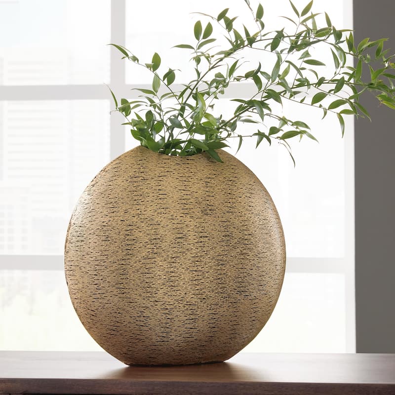 Signature Design by Ashley Iansboro Antique Gold Finish Vase - Gold - 16.25" W x 5.25" D x 15.13" H