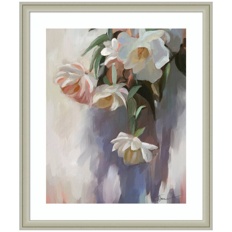 Kate and Laurel Framed Art Dangle Thumb Pastel Flower Bouquet by Mary Sparrow - 22x26 - Silver