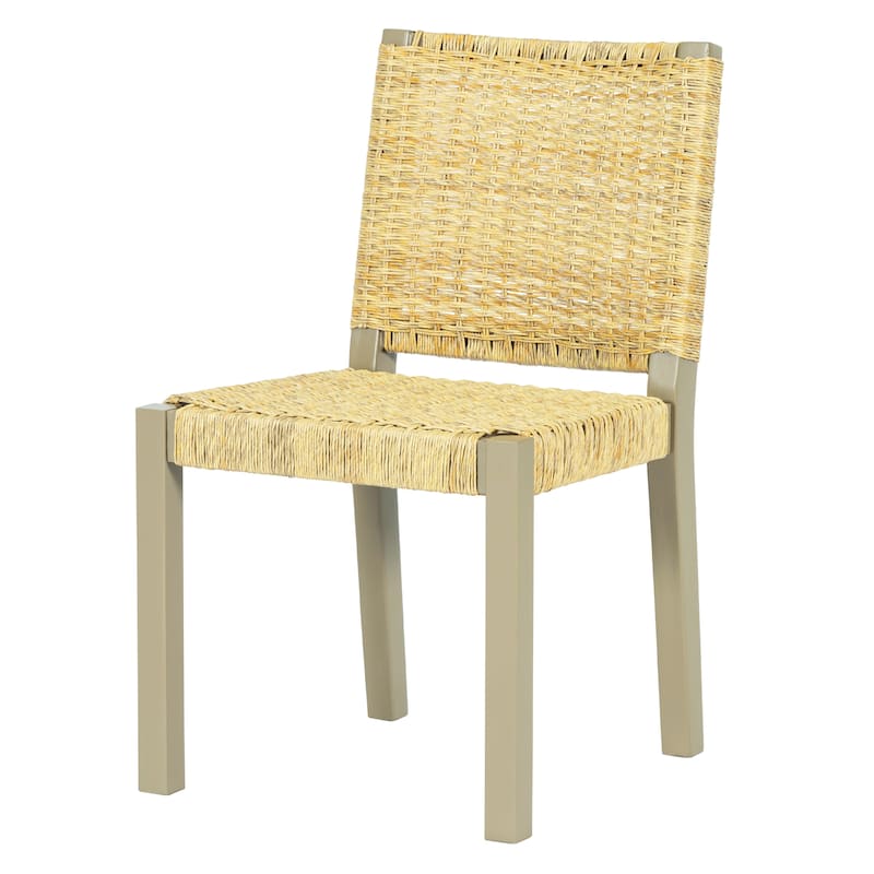 Farmhouse Modern Dining Chairs Set of 2-Solid Wood Rattan Backrest Indoor/Outdoor Versatility