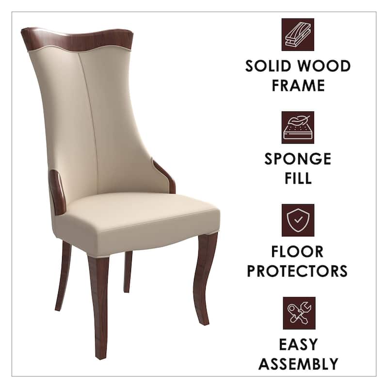 Novara Dining Chair with High-Back Design and Rubberwood Legs Set of 2