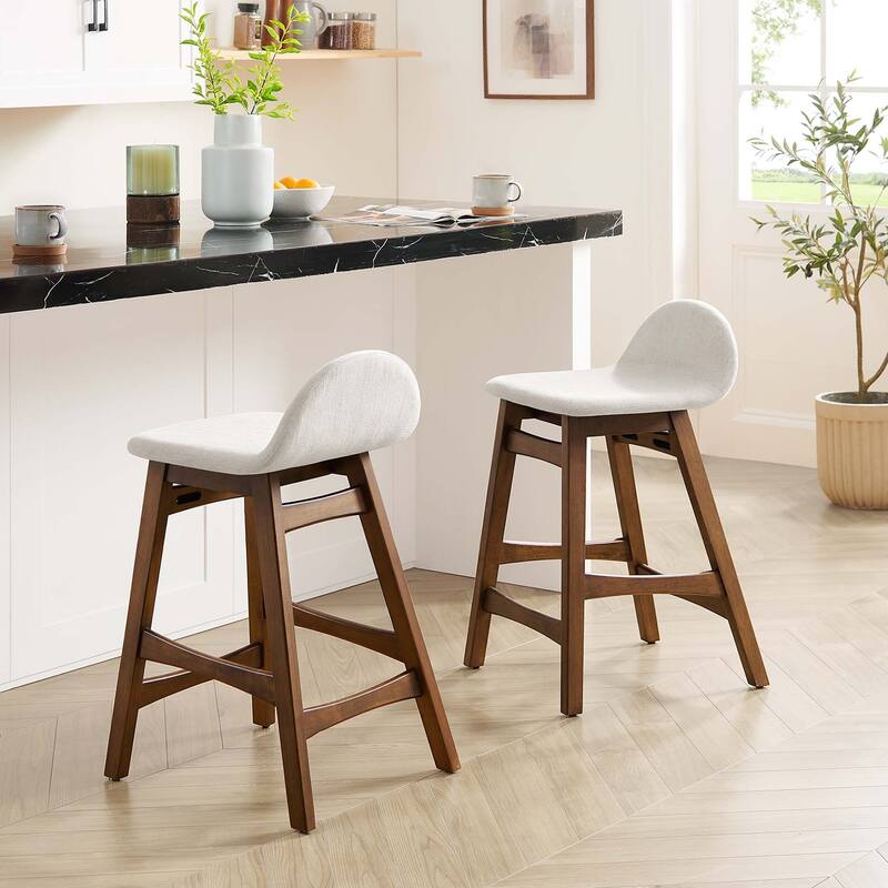 Juno Wood Counter Stool - Set of 2 - Ivory - Set of 2
