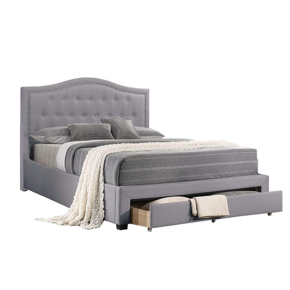 Linen Fully Upholstered Full Bed with 1 Drawer