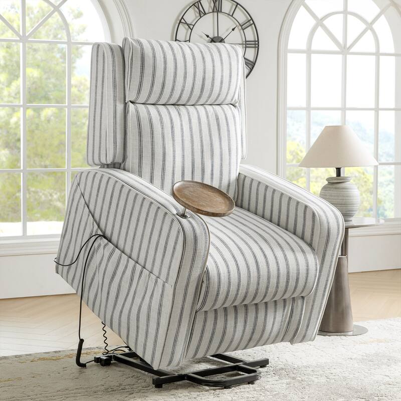 Darrell Modern Lift Assist Massage and Heating Power Recliner with Charing and Soild Wood Tray Set of 2by HULALA HOME