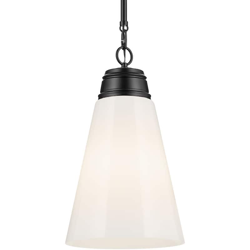 Kichler 52661 Marsailli 12" Wide Pendant with Glossy White Opal Glass - Black