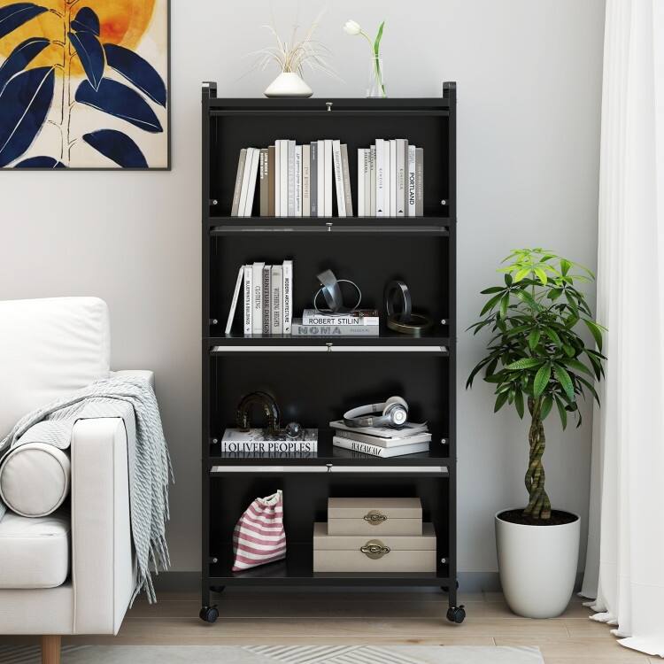 Metal Pantry Storage Cabinet with Flip Doors, Shelves and Casters - 28" x 13" x 62"