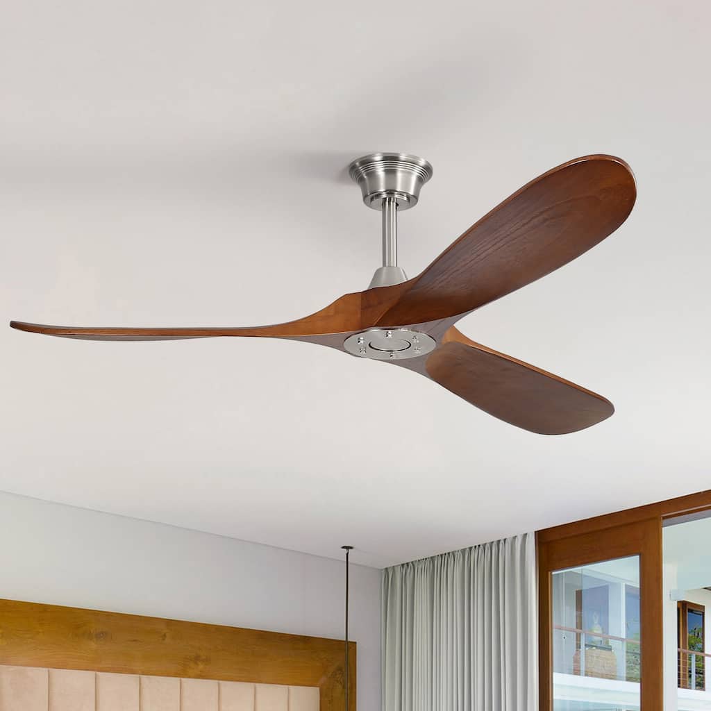 Sofucor 60 Inch Ceiling Fan No Light With Remote Control 3 Fan Blades Reversible DC Motor Timer Farmhouse