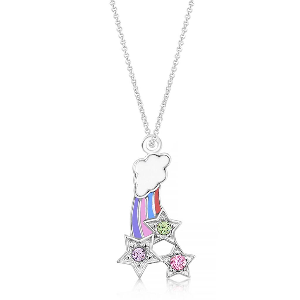 Rainbow Star Crystal White Gold Palladium Plating Hypoallergenic Kids Necklace