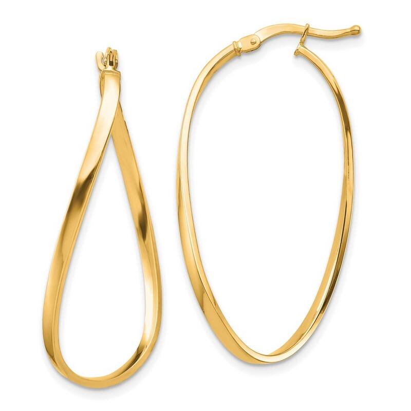 Curata 14k Yellow Gold Polished 21.58x2mm Wavy Hoop Earrings