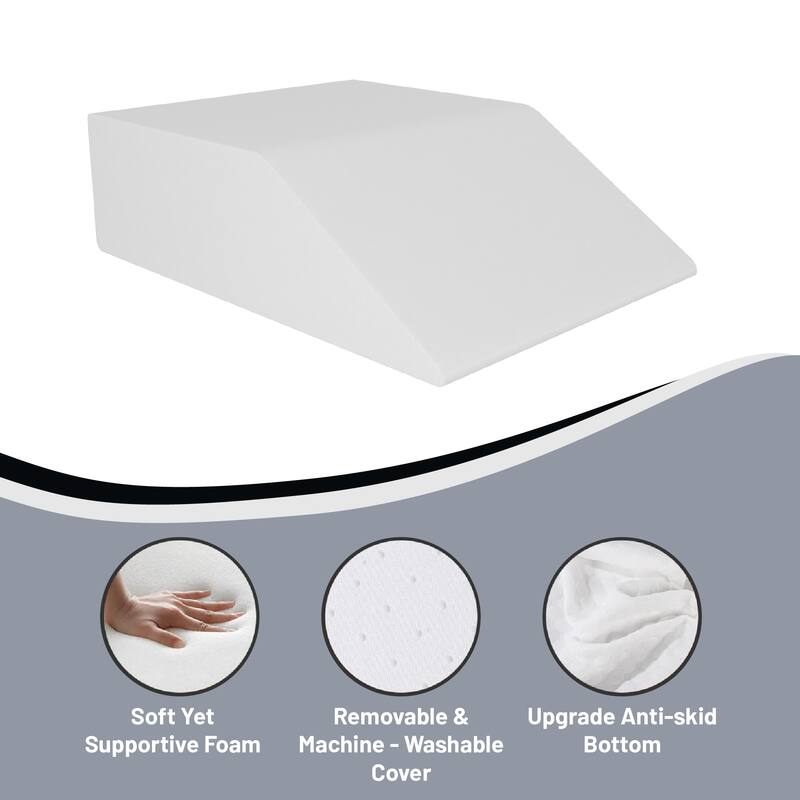 Leg Pillow-Full Foam Top, Leg Rest Elevating Foam Wedge- Improves Blood Circulation, Relieves and Recovers Injury. - Off White