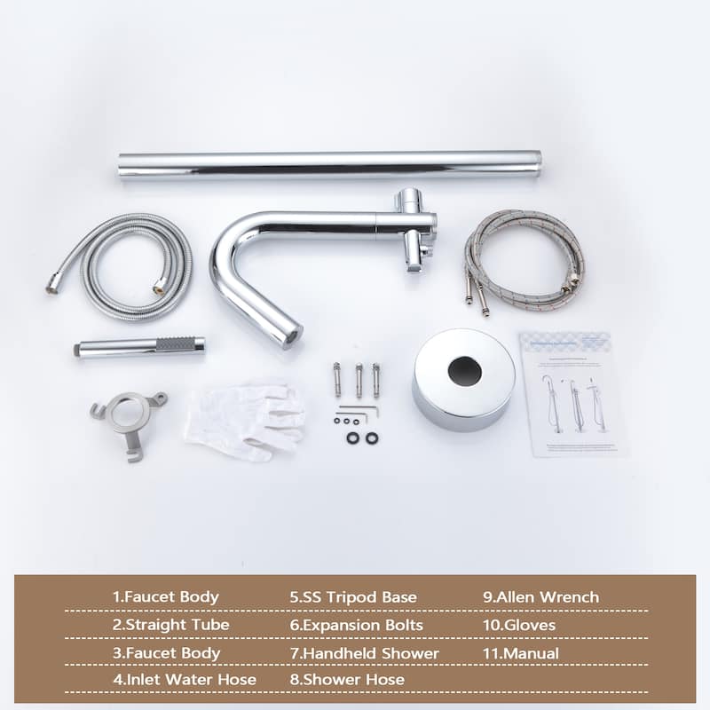 Topcraft Floor Mounted Bathtub Filler with Handheld Showerhead
