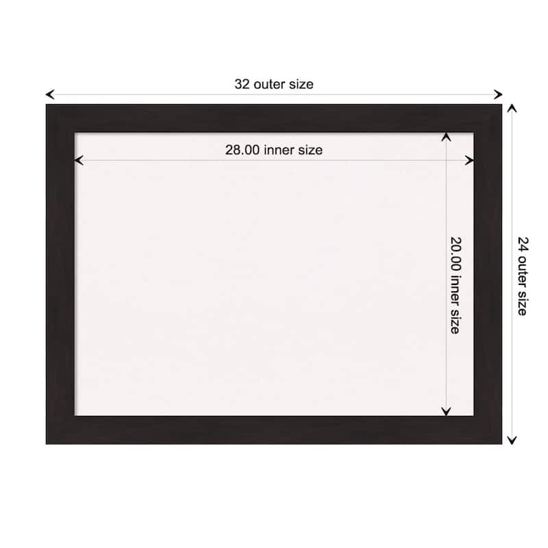 Furniture Espresso Narrow Framed White Corkboard Bulletin Board - Board Size 28x20