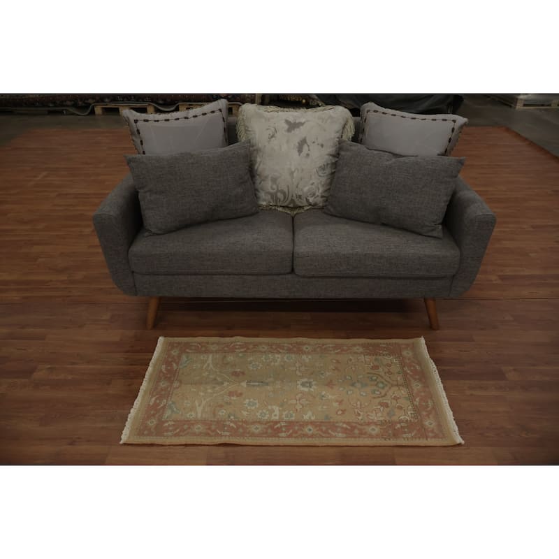 Hand Knotted Oriental 100% Wool Carpet Traditional All-Over Brown Ziegler Area Rug - 3' 10'' X 2' 0''