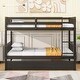 preview thumbnail 2 of 34, Twin over Twin Rubber Wooden Bunk Bed with Trundle, Ladder & Safety Guardrails, Espresso