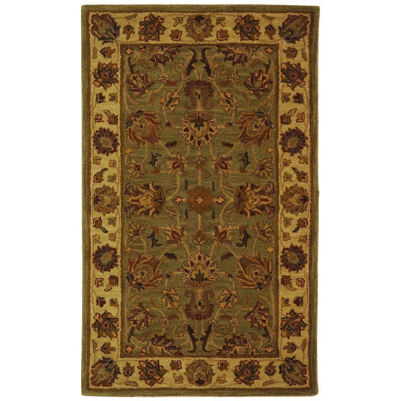 SAFAVIEH Handmade Heritage Kimono Traditional Oriental Wool Rug - 3' x 5' - Green/Gold