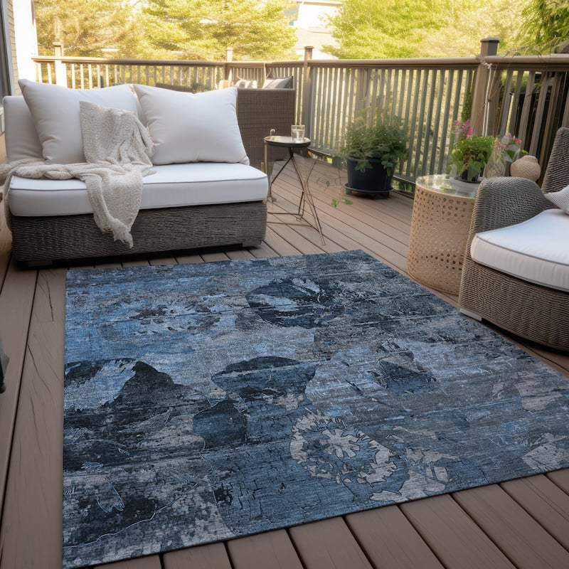 Lato Modern Art-Inspired Weather Resistant Classic Meets Modern Runner Outdoor Rug