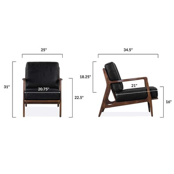 dimension image slide 6 of 7, Poly & Bark Verity Leather Lounge Chair - Full Grain Genuine Italian Leather