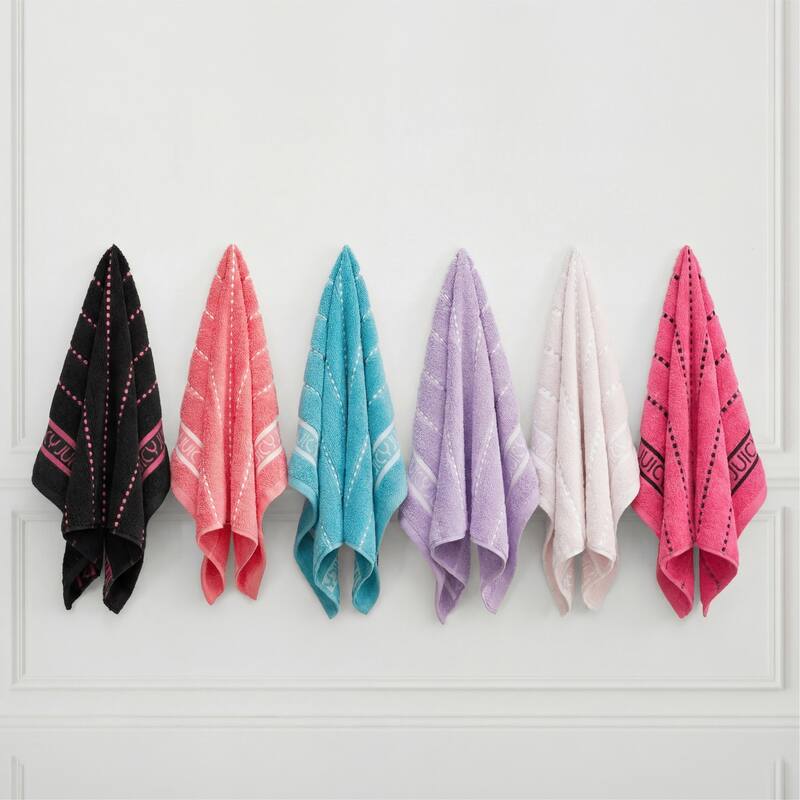Juicy Couture 6-Piece Towel Set 2 Bath Towels 2 Hand Towels 2 Washcloths - 28"x54"/16"x26"/12"x12"