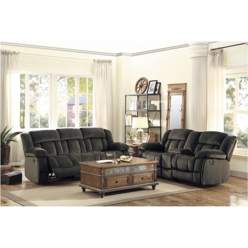 Elena Chocolate Fabric Living Room Set - 2 Piece