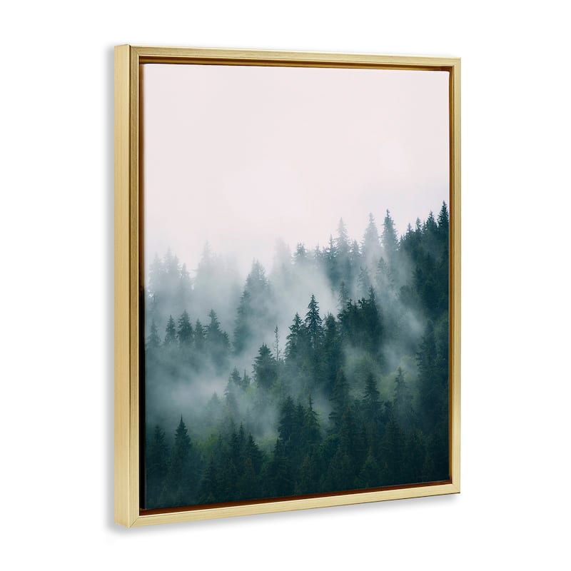 Stupell Misty Forest Trees Framed Floater Canvas Wall Art Design by Sisi and Seb