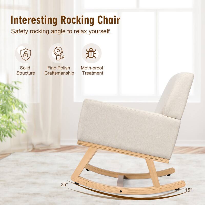 Gymax Set of 2 Mid Century Fabric Lounge Chair Upholstered Accent