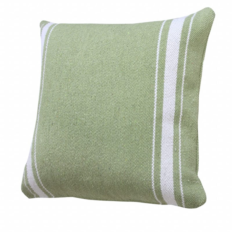 HomeRoots 20" X 20" Green And White 100% Cotton Geometric Zippered Pillow