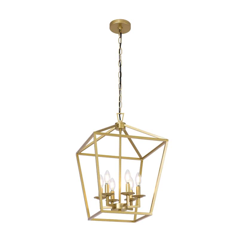 6 - Matte Black/ Gold Light Pendant - 16"x16"x24"