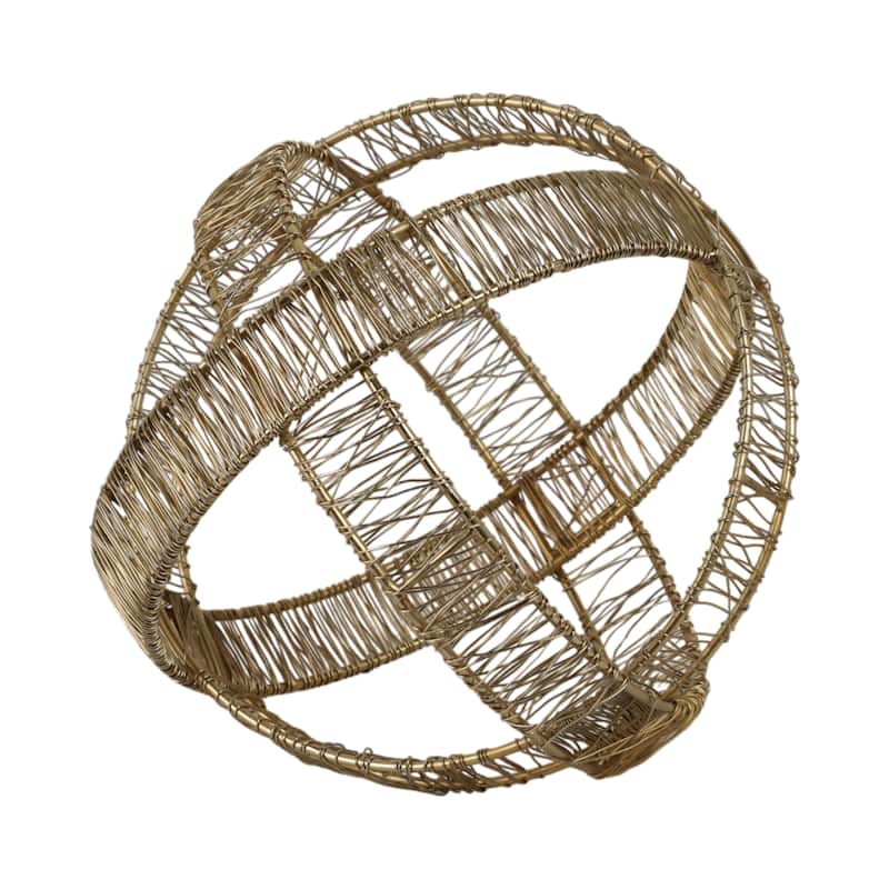 Metal Orb Sculpture with Interwoven Iron Wire Design Decorative Accent - 8.25" x 8.25" x 8.25"