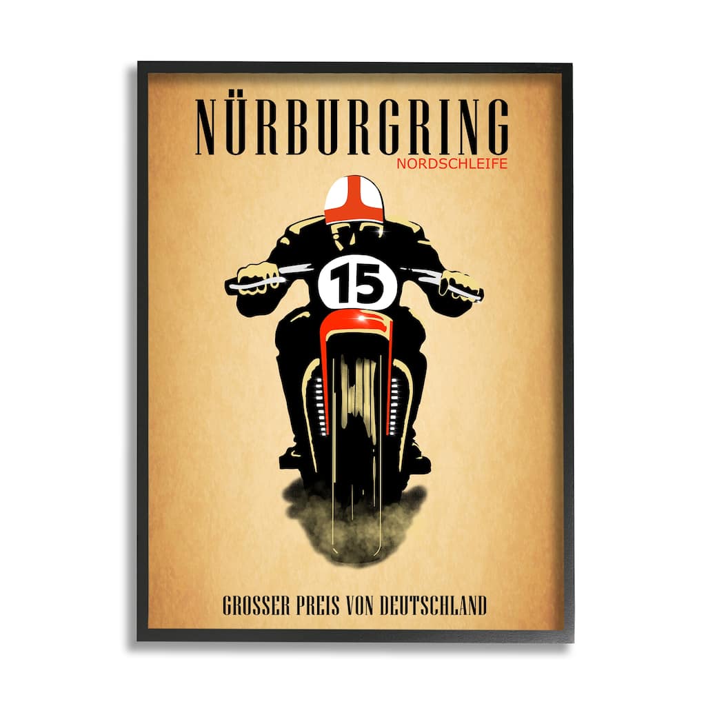 Stupell Vintage Nürburgring German Motorcycle Race Advertisement Framed Wall Art