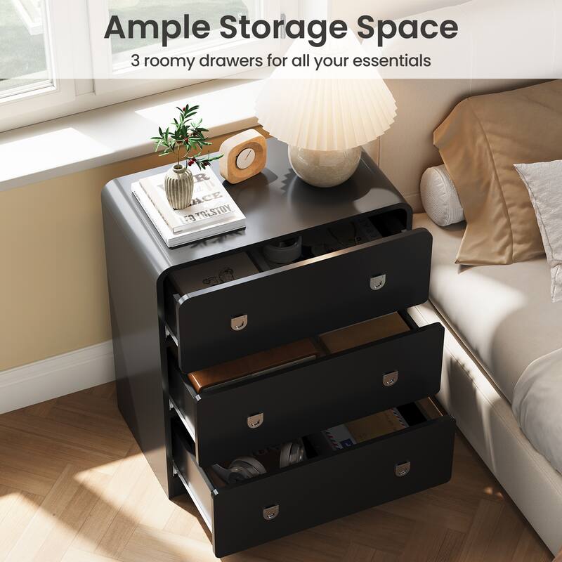 Painted 3-Drawer Nightstand for Bedroom